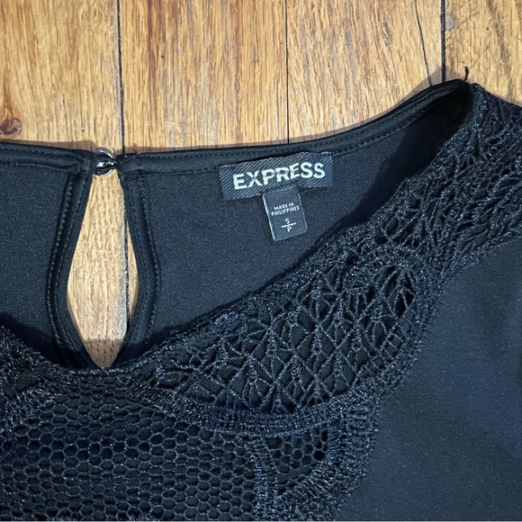 Express Black Lace Accent Blouse - Picture 2 of 3